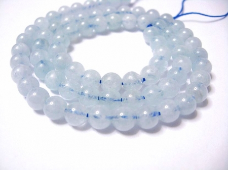 Aquamarin Perlen 6 mm  Edelstein Strang