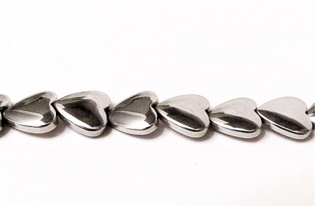 10 mm Perlen Hämatit Herz Silber, versilbert, 10 Stück