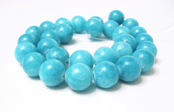 Jade Aqua Blau 14 mm Edelstein Strang